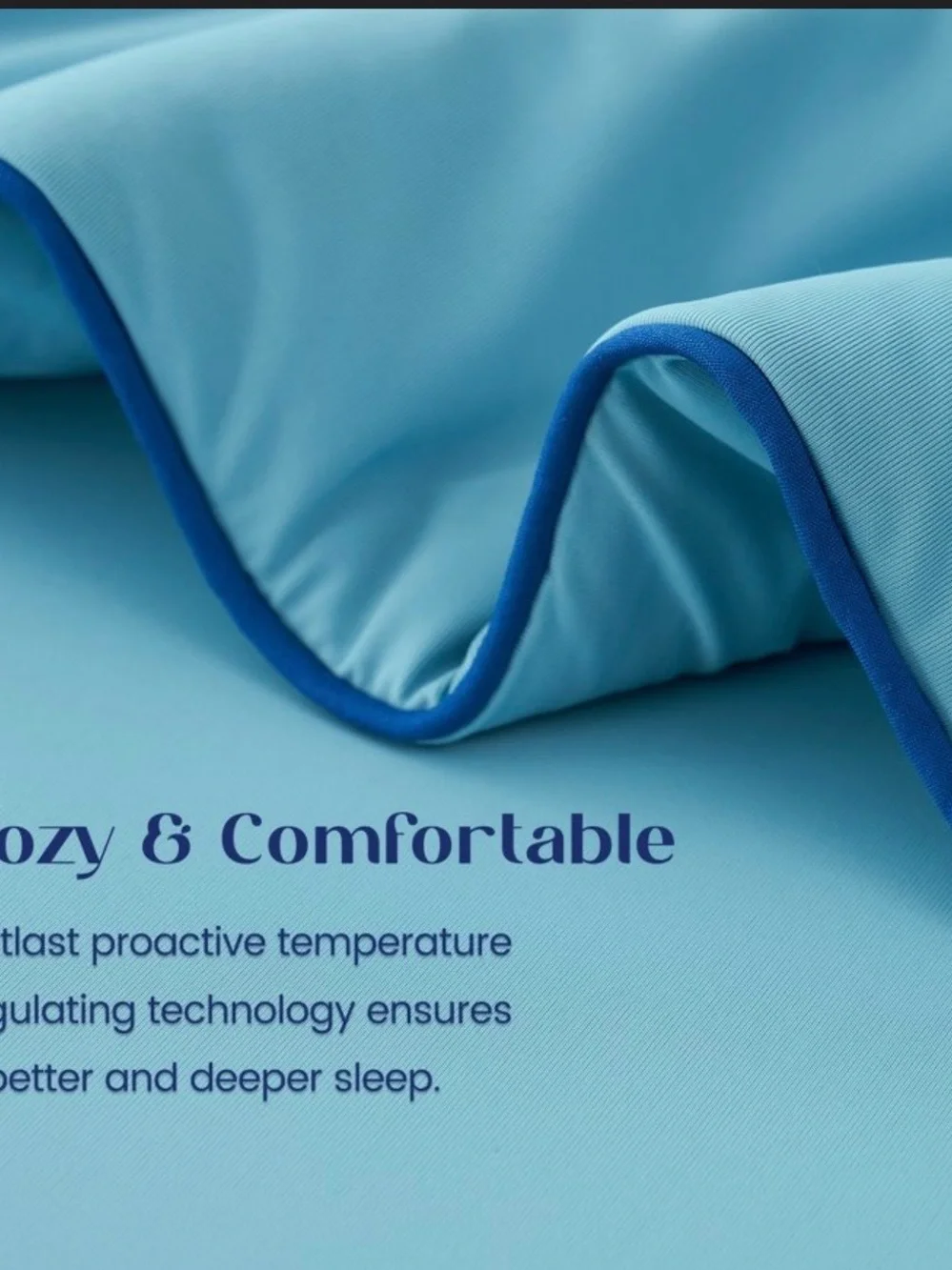 Cooling and breathable Light Blue Comforter with Dark Piping -
